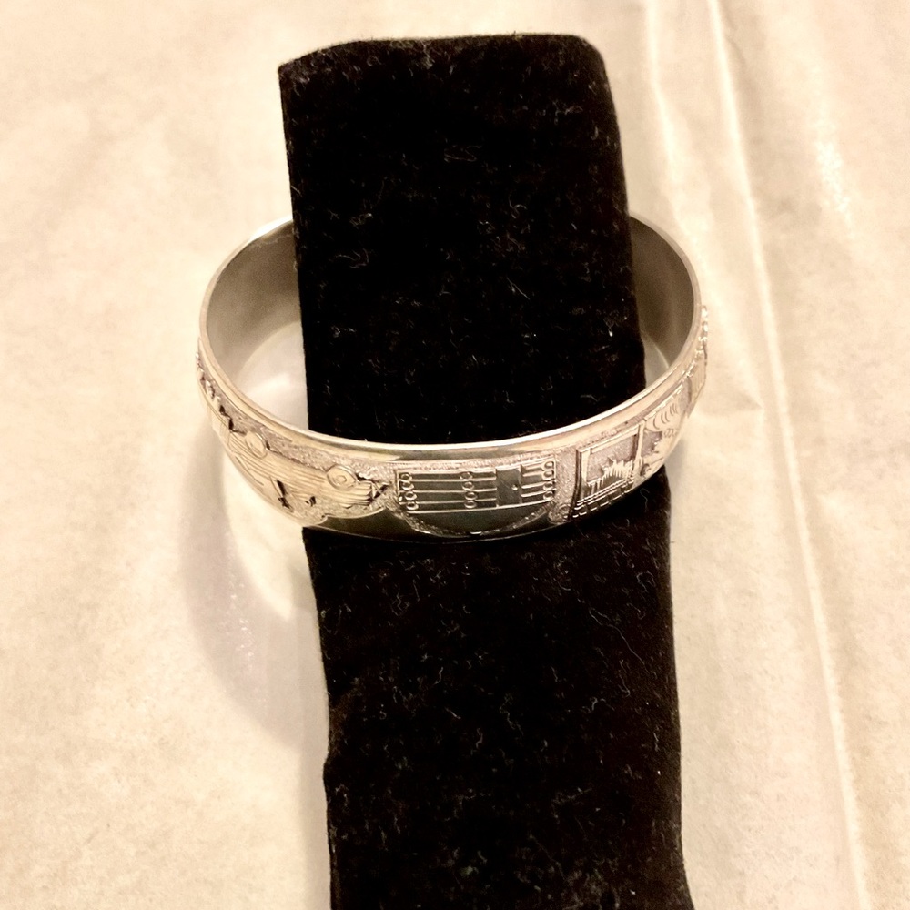 Sterling Silver carved cuff bangle